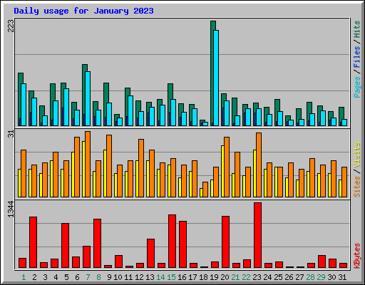 Daily usage for January 2023